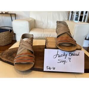 Lucky Brand Leather Strappy Sandals Women Size 7 Brown Casual Sandals